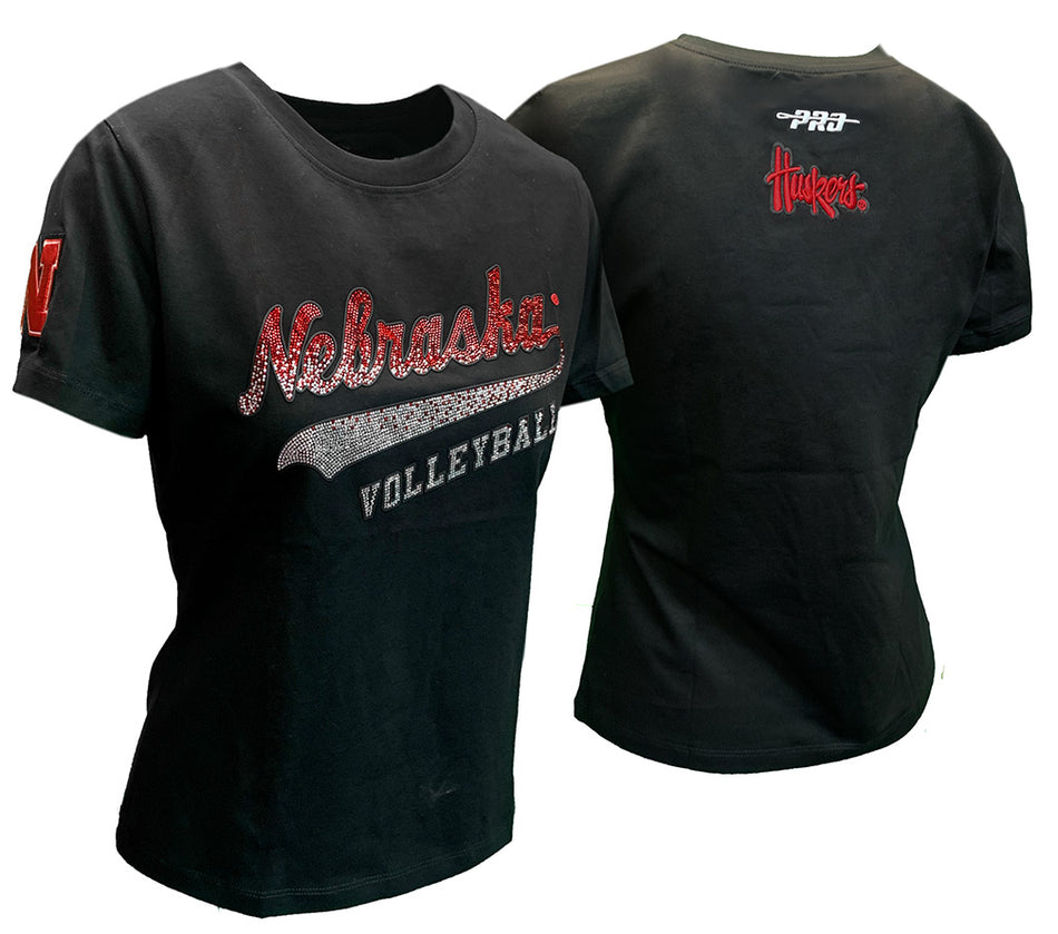 Womens Black Jewels Nebraska Volleyball Slim Fit Tee
