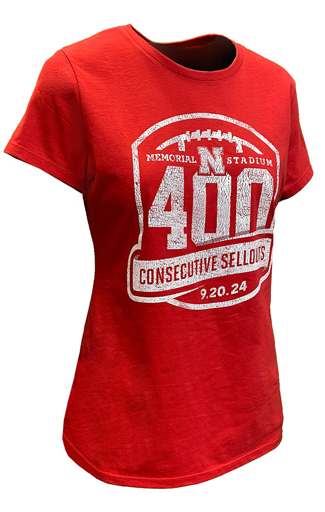 Womens Nebraska Memorial Stadium 400th Sellout Tee