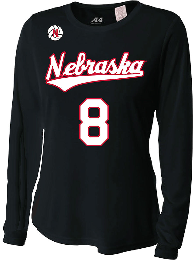 Nebraska Volleyball Rodriguez Number 8 Youth Jersey Tee - Black