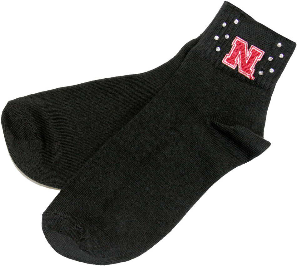 NEB BLACK RHINESTONE SOCKS WMN 6 to 11