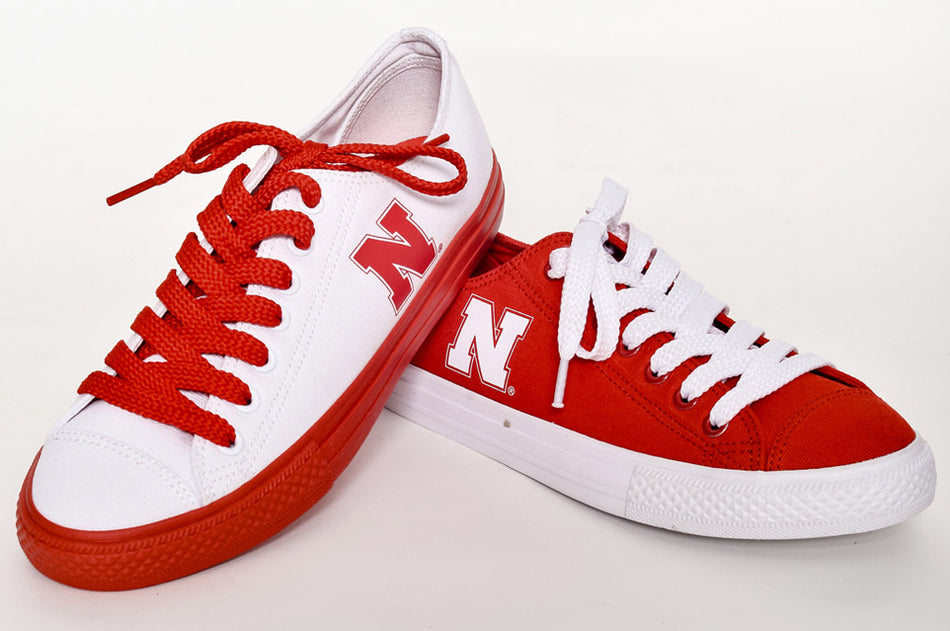 Red And White Canvas Sneakers