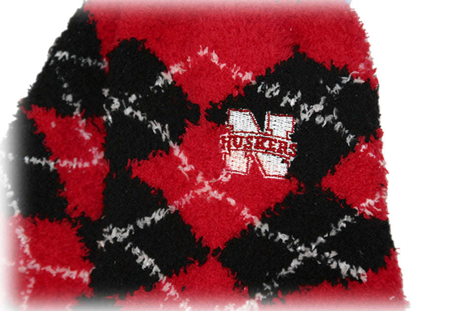 Husker Argyle Fuzzy Sock
