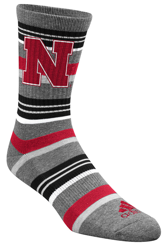 Adidas Nebraska Iron N Gray Crew Socks