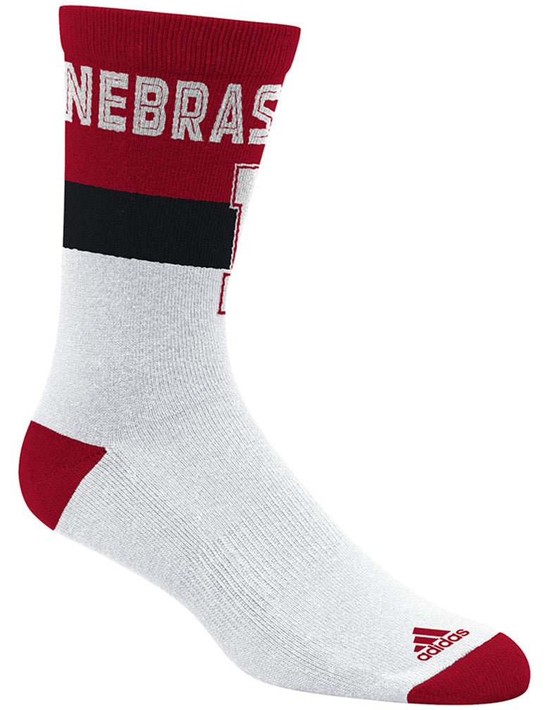 Nebraska Iron N White Crew Socks