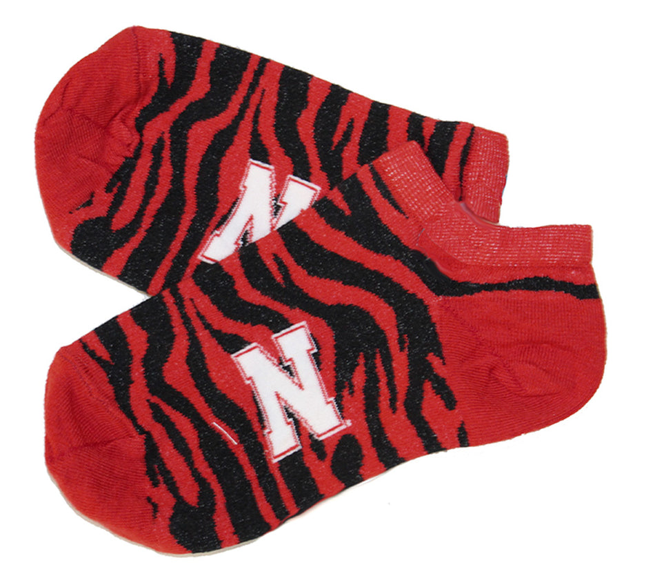 Nebraska N Zebra Stripe No Show Sock