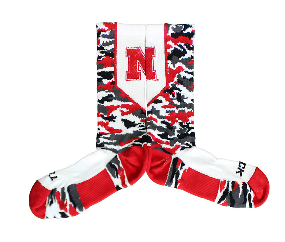 Huskers Woodland Camo Crew Sock