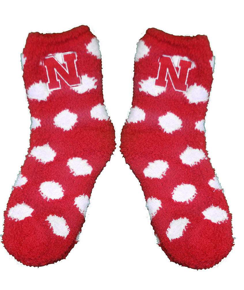 Womens Nebraska Fuzzy Dot Zoozatz