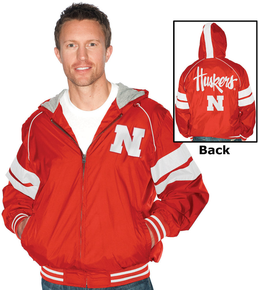 STRIPED RED HUSKERS HOODED JACKET