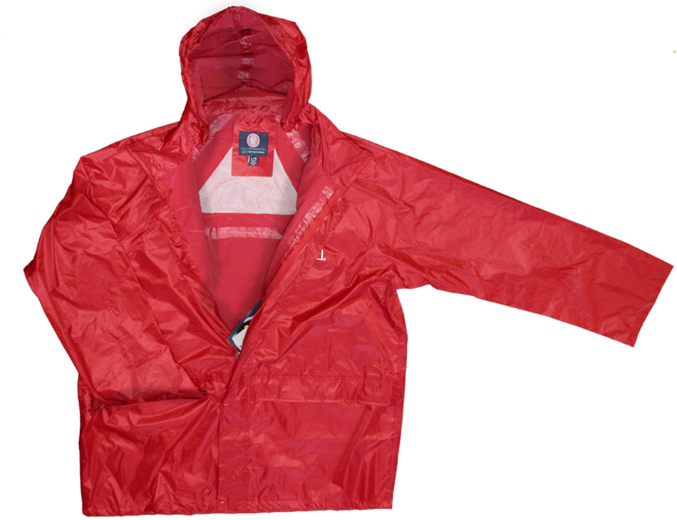 Mens red rain jacket