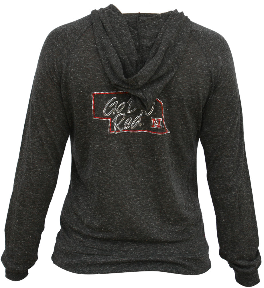 Women's Tri-Blend Long Sleeve Zip Hoodie with Bling N
