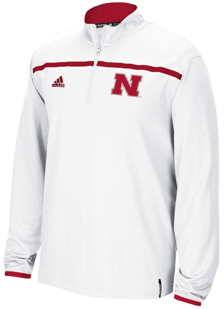 White Adidas 1/4 Zip Huskers Sideline Long Sleeve Knit