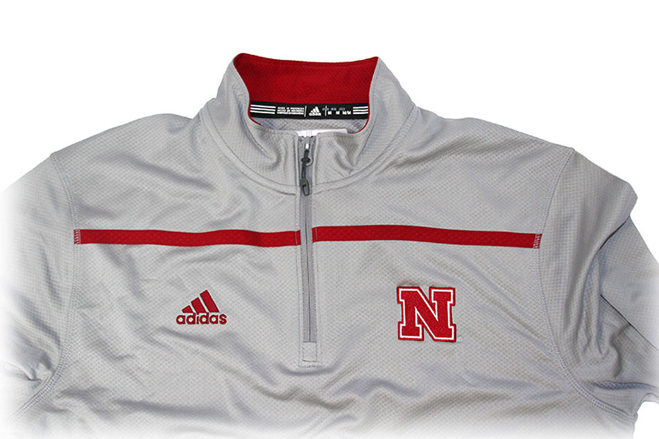 Grey Adidas 1/4 Zip Huskers Sideline Long Sleeve Knit