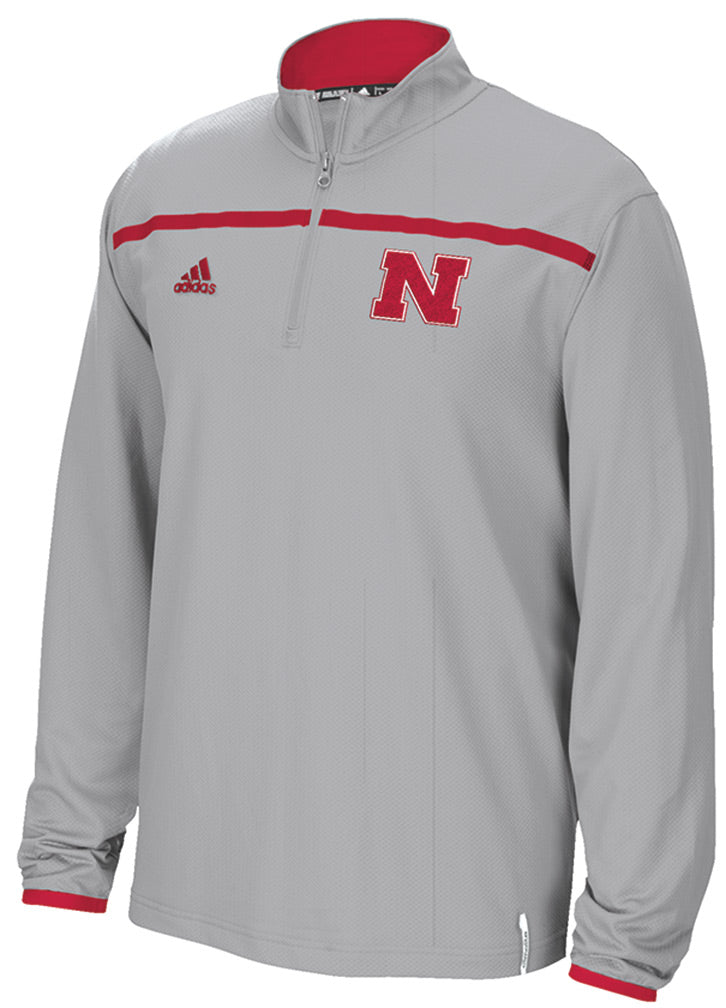 Grey Adidas 1/4 Zip Huskers Sideline Long Sleeve Knit