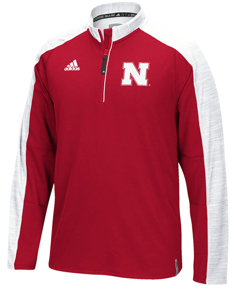 Adidas Hi Vis Husker Climalite 1/4 Zip Red Pullover