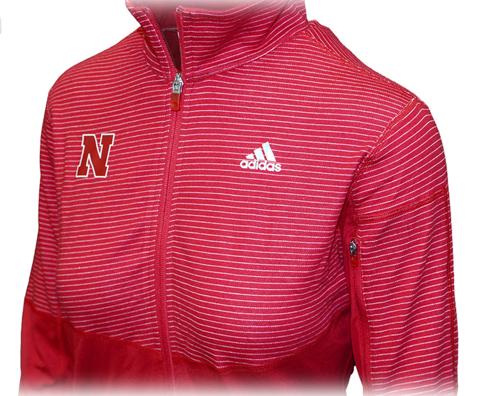 Adidas Ladies Huskers Red Full Zip Tech Pullover