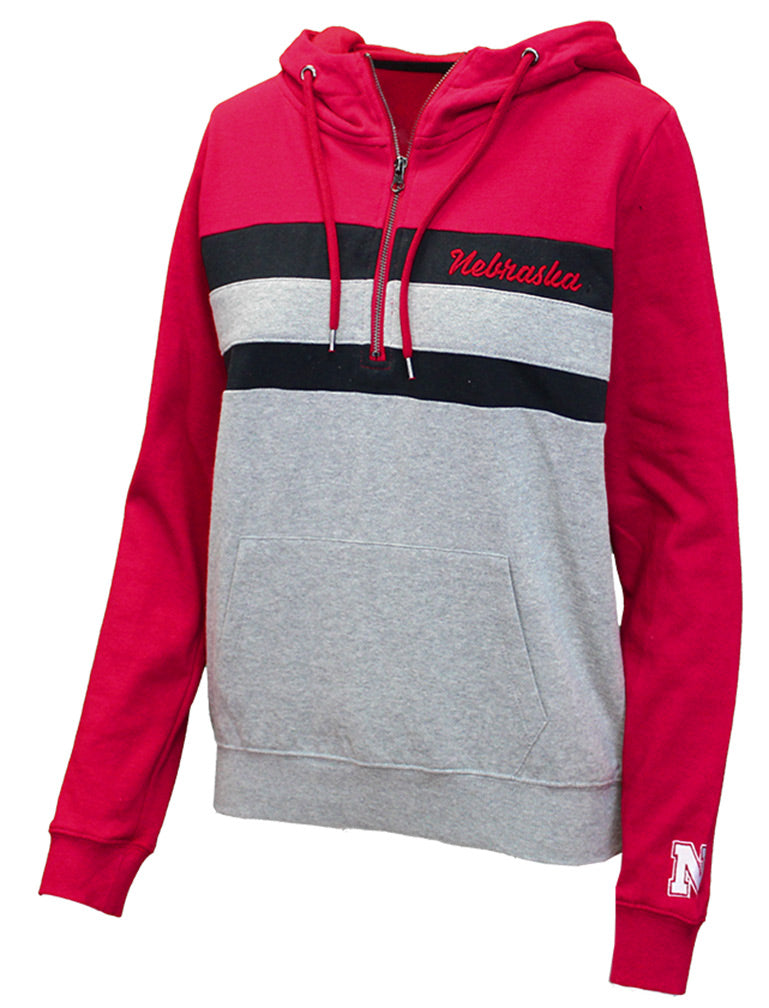 Nebraska Ladies Quarter Zip Kanga Hoodie