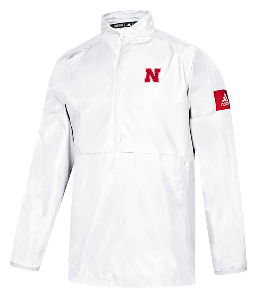 Adidas 2019 Nebraska Coach Frost Official Sideline Quarter Zip - White