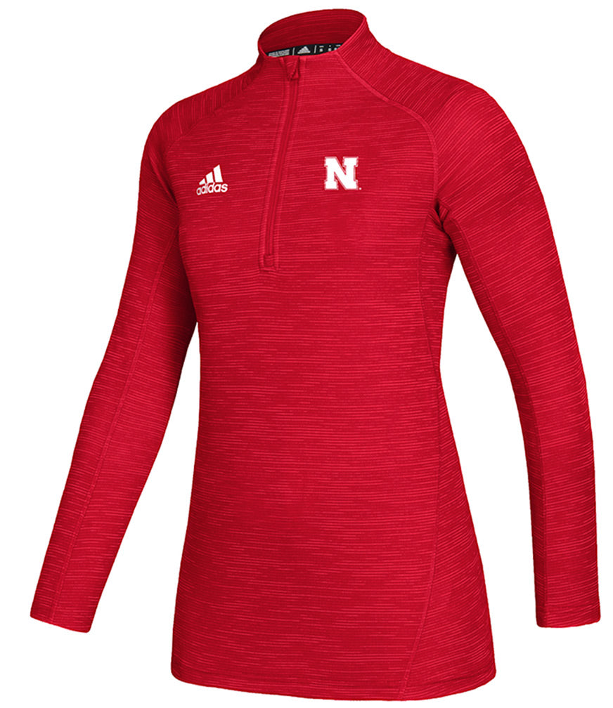 Adidas Womens Nebraska Official Sideline Quarter Zip - Red