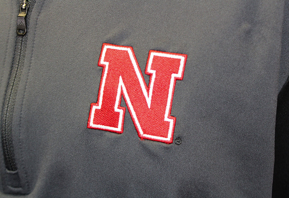 Adidas Nebraska 3 Stripe Graphite Quarter Zip
