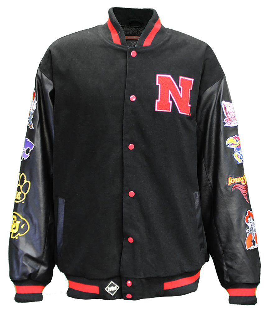 OG Huskers Classic Big 8 Button Up Varsity Jacket