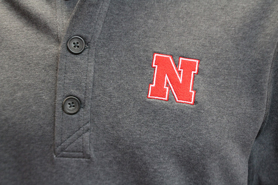Nebraska Mock Pullover Button Sweatshirt Cutter & Buck - Charcoal