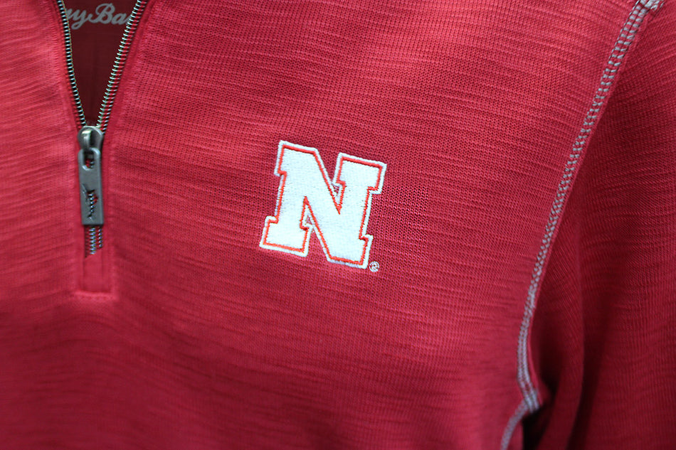 Nebraska Sport Tobago Bay Tommy Bahama Quarter Zip  - Chili Pepper Red