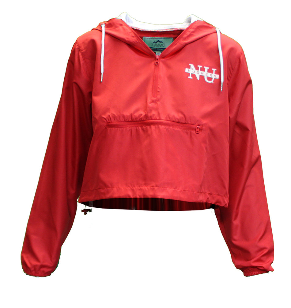 Womens Nebraska Cropped Packable Quarter Zip Rain Jacket Summit