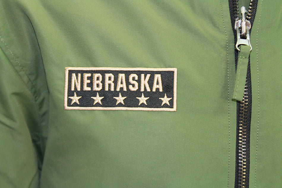 Army Green Nebraska Huskers OHT Slip Stream Full Zip Bomber