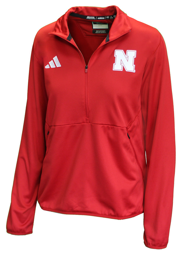 Adidas Ladies 2023 Nebraska Sideline Quarter Zip - Red