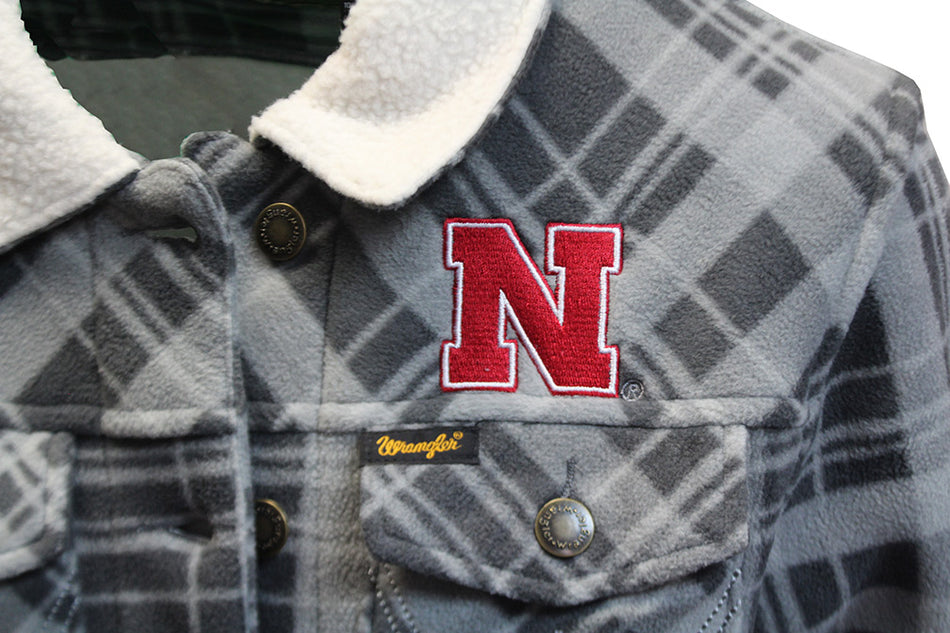 Womens Nebraska Wrangler Plaid Polar Fleece Jacket