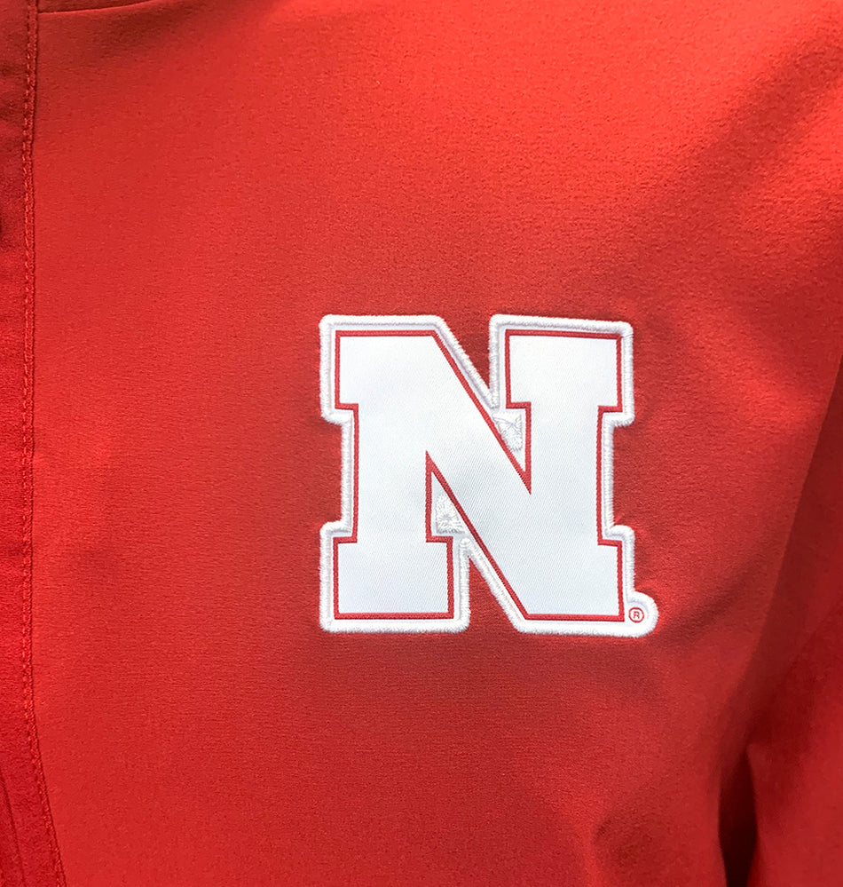 Adidas Nebraska Coaches 1/4 Zip Woven Jacket - Red