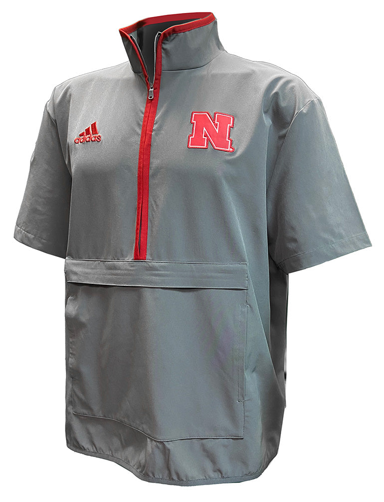 Adidas 2024 Nebraska Coaches Woven Quarter Zip - Grey
