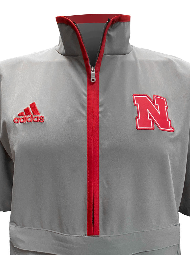 Adidas 2024 Nebraska Coaches Woven Quarter Zip - Grey