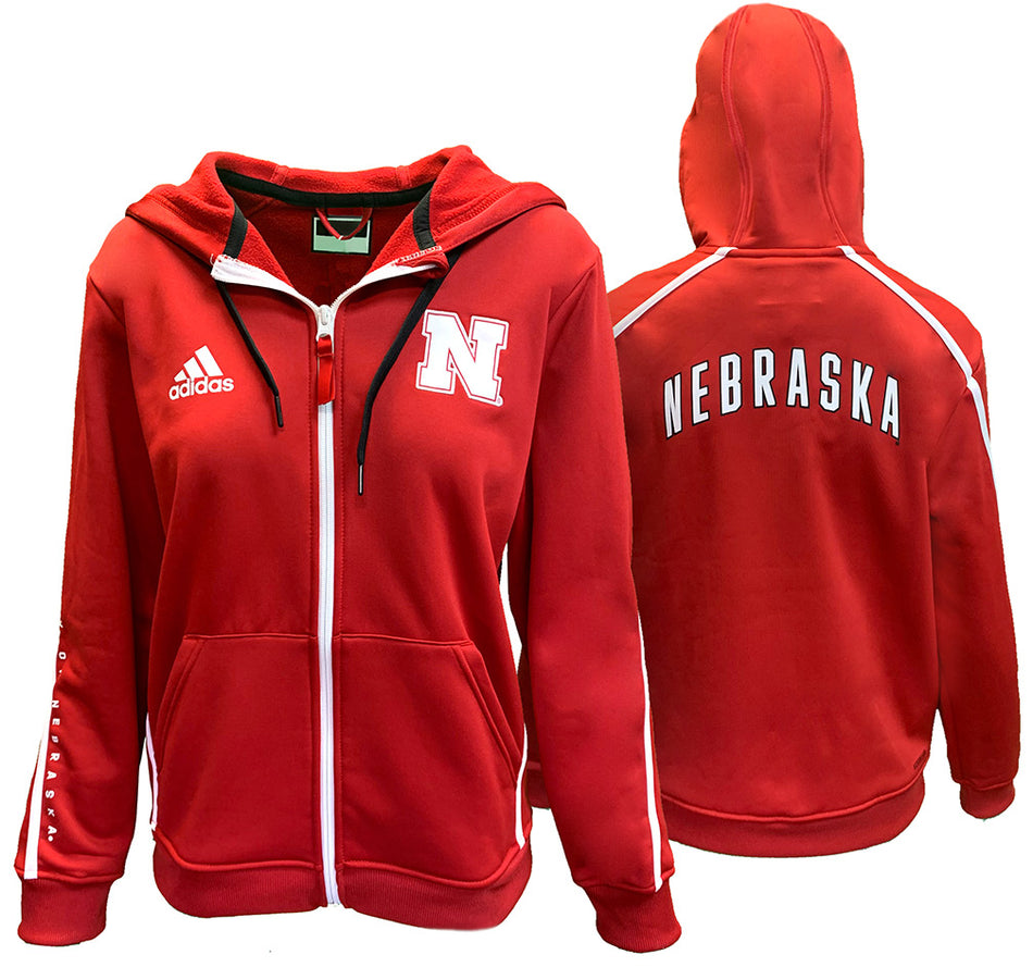 Adidas Womens 2024 University Of Nebraska Sideline Athletic FZ Knit Jacket