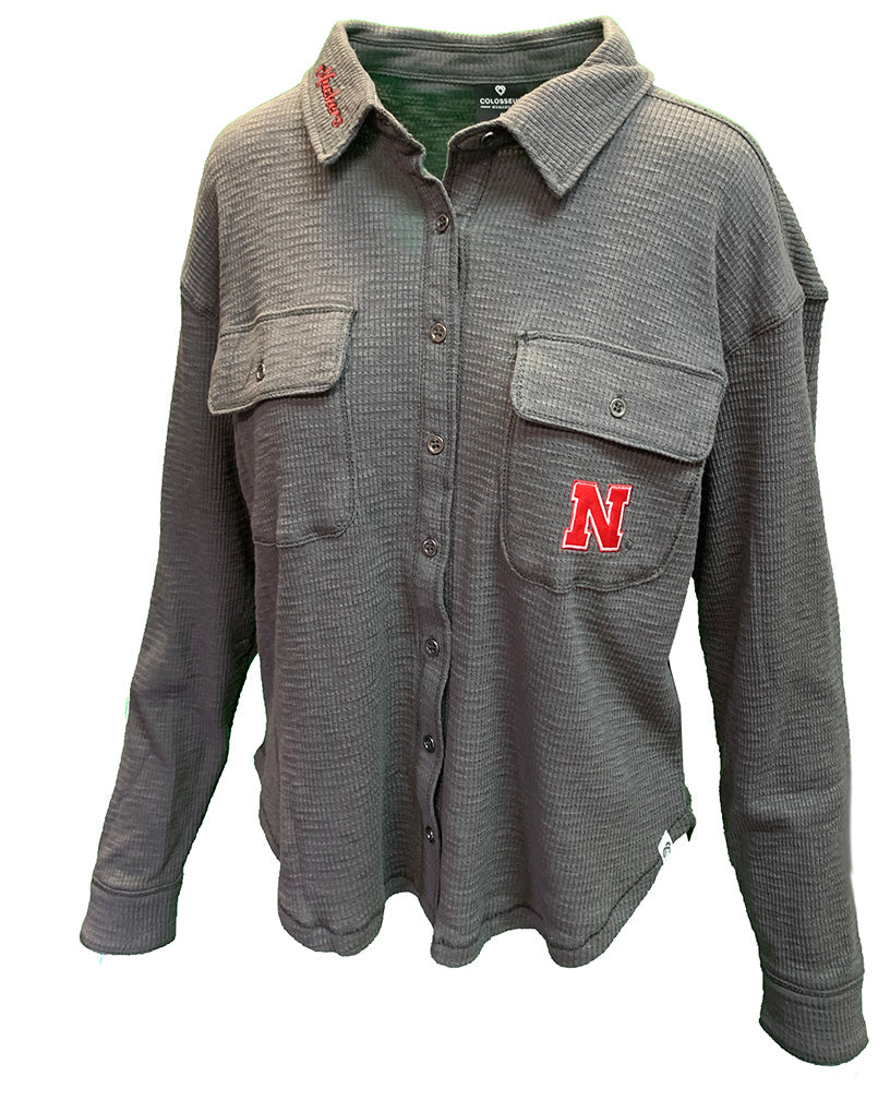 Womens Nebraska Trainer Waffle Shacket