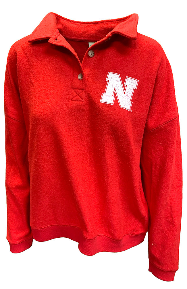 Womens Nebraska Henley Pullover