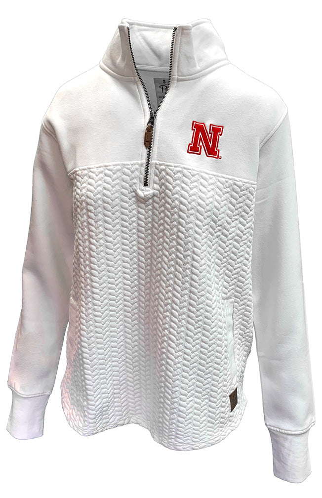 Womens Nebraska Mia Quarter Zip Cable Knit