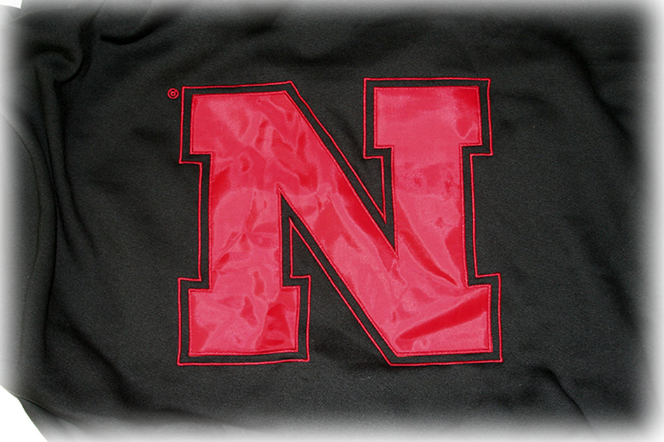 Black Sweatshirt Blanket with Red N
