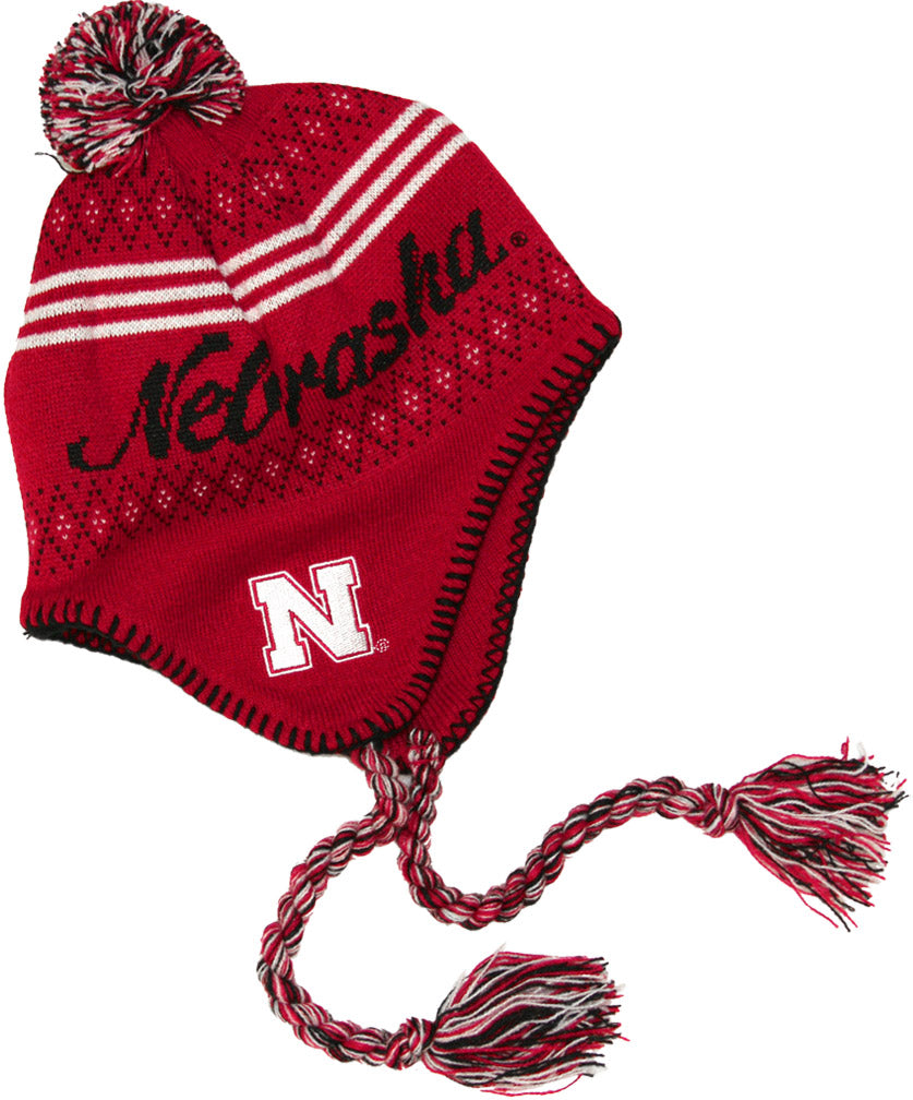GIRLS BRAIDED TASSEL POM KNIT