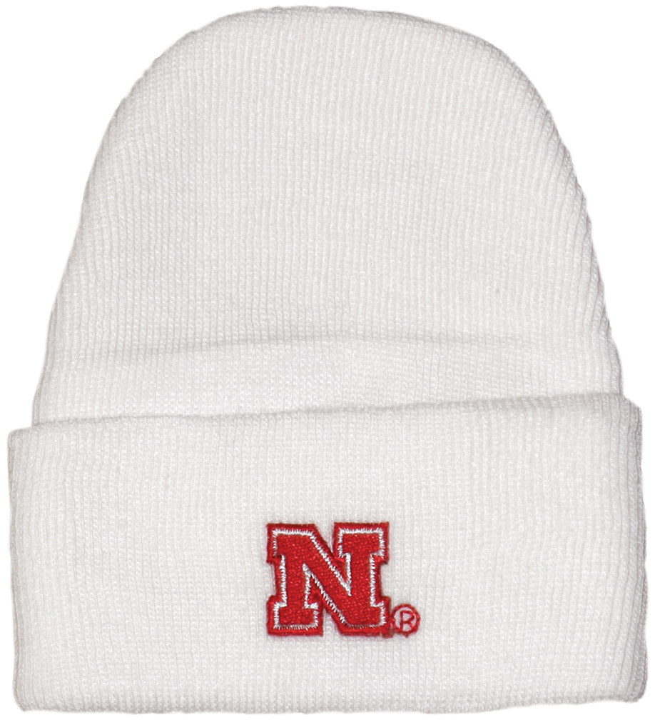 Nebraska Baby White Knit Cap 0-6M