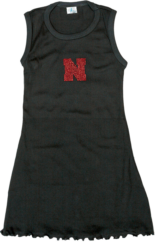 BLK TANK DRESS W/ RHINESTONE RED 'N'