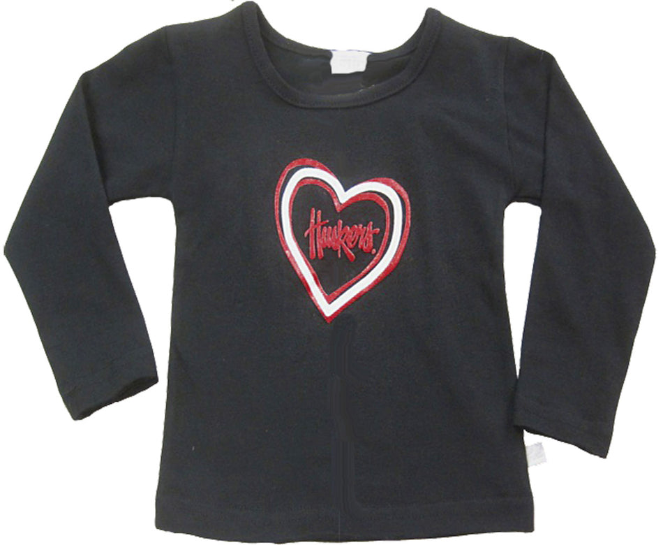 3ST G. L/S BLK TEE LIL RED HEART