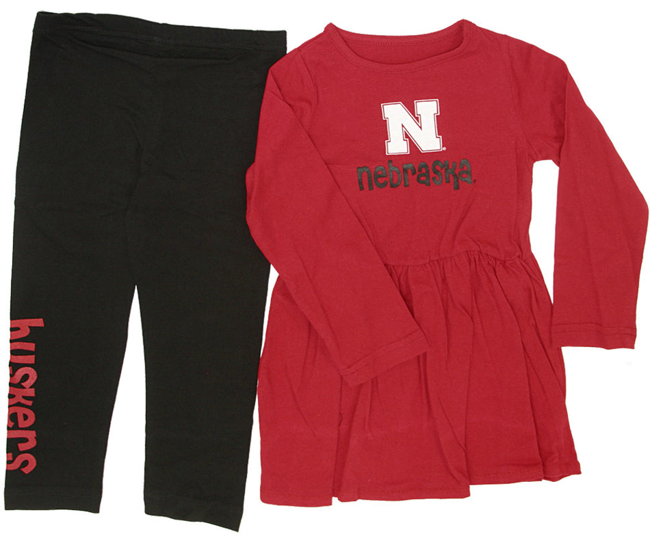 Red/White Toddler Cornhuskers Dress Set