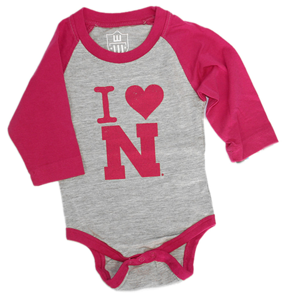 I Love Nebraska Raglan Onesie