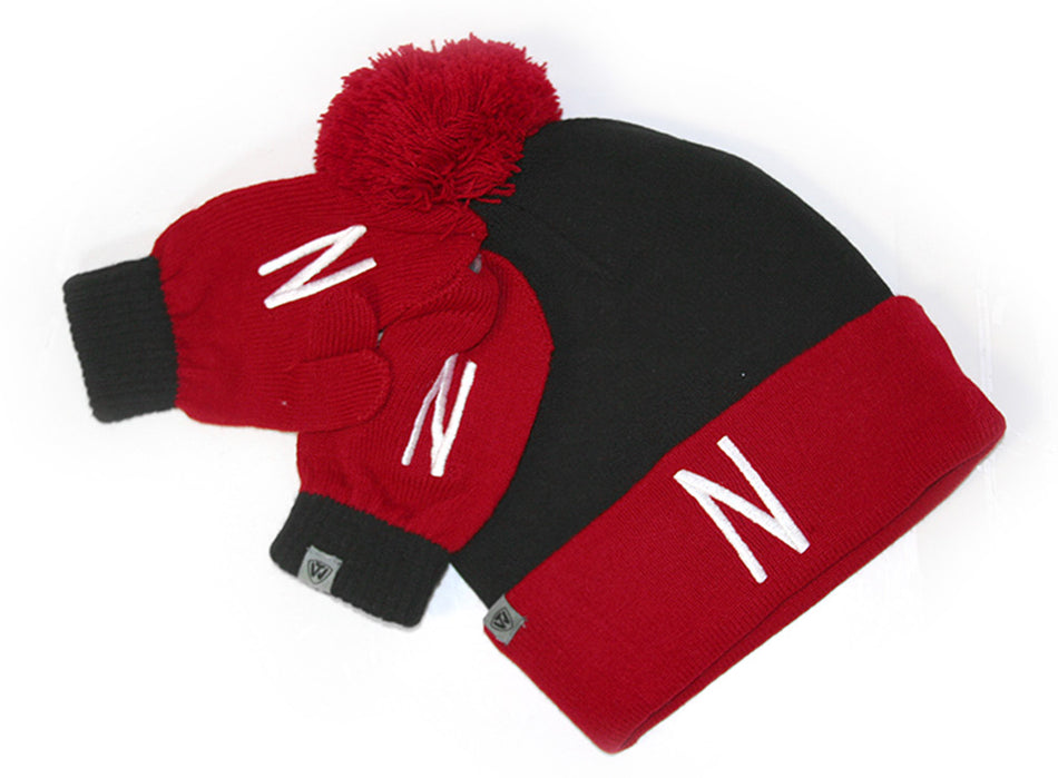 Childrens Husker Beanie N Mittens Set
