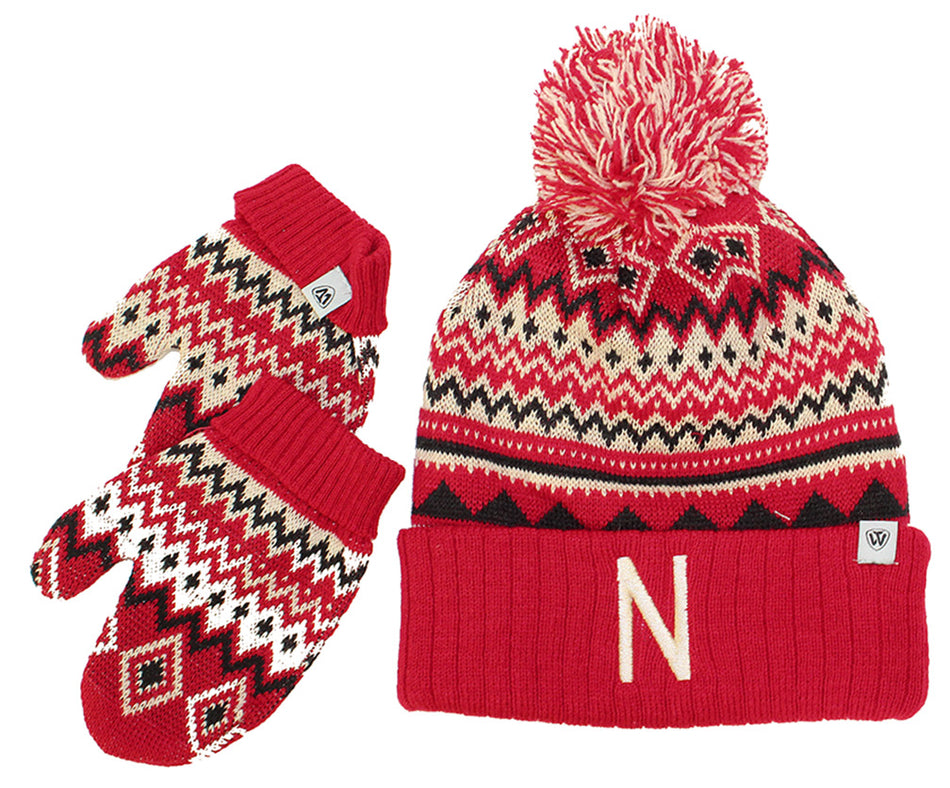 Husker Kids January Mitten Knit Hat Set