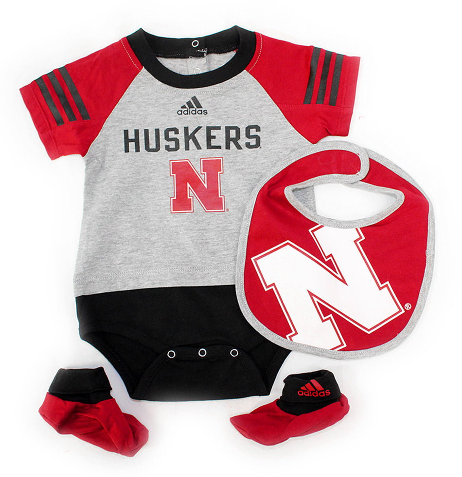Adidas Nebraska Bib Bootie Creeper Set