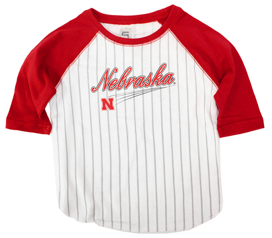 Nebraska Pinstripe Baseball 3/4 Sleeve Toddlers Tee