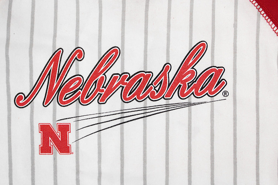 Nebraska Pinstripe Baseball 3/4 Sleeve Toddlers Tee