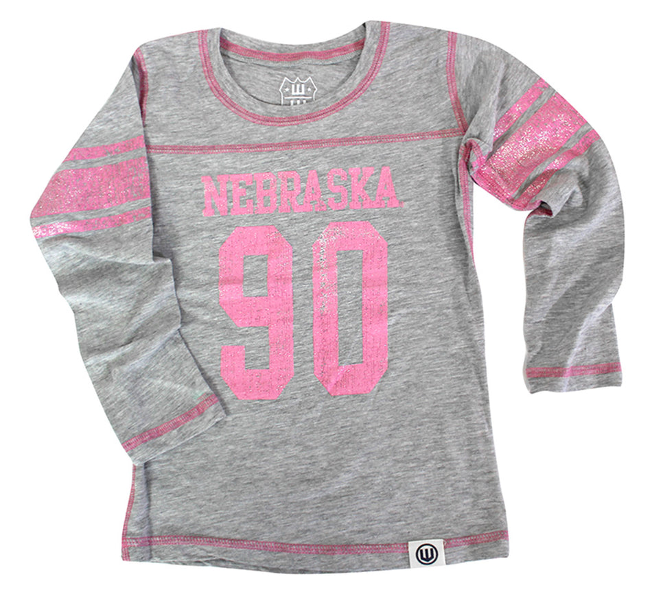 Nebraska Lil Gals Pink Glitter Tee